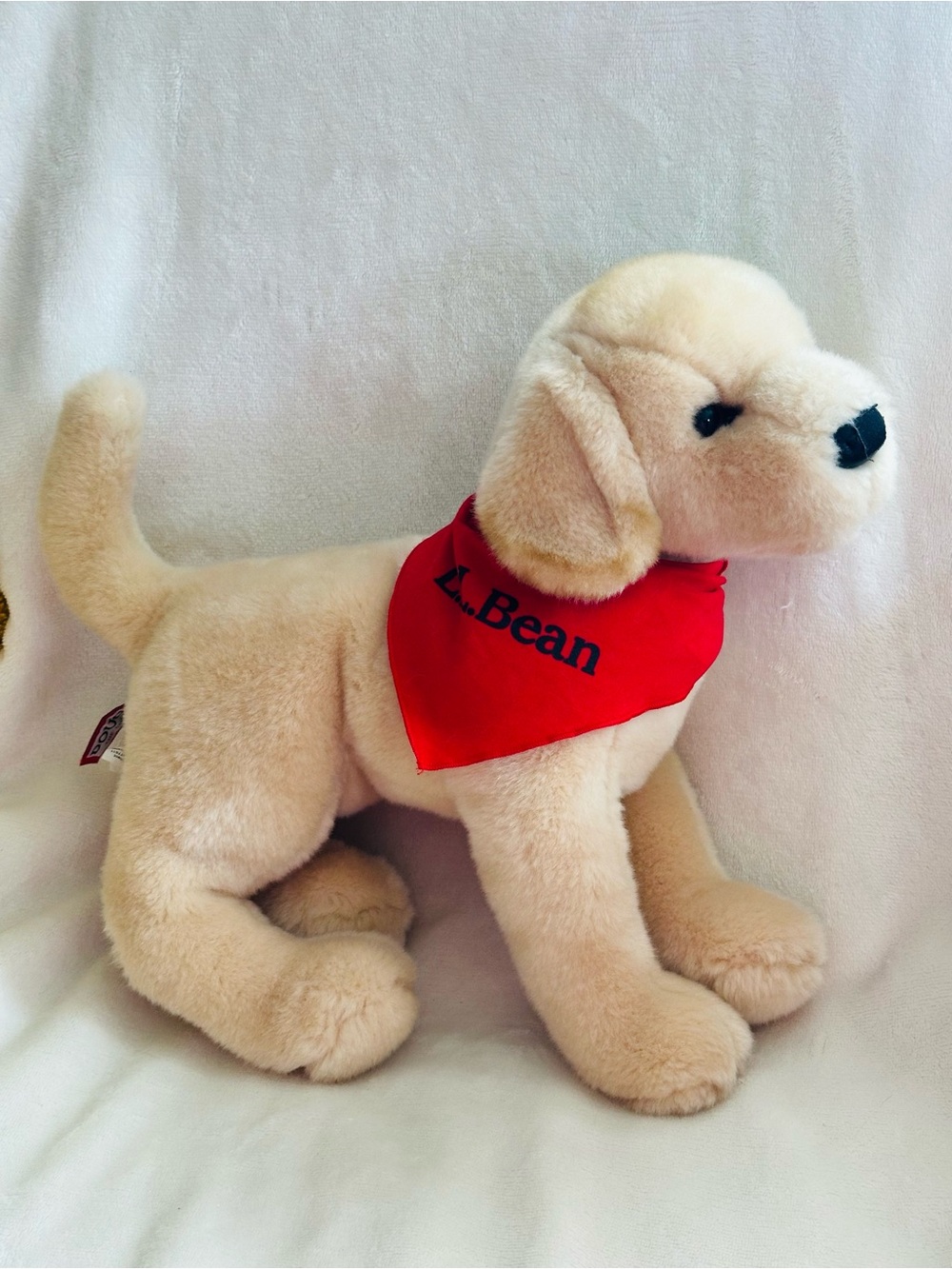 L.L. Bean Plush Puppy with Red Bandana - Soft Cream Dog Toy